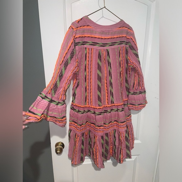 New DEVOTION TWIN Pink and Orange Striped ELLA TUNIC MINI DRESS 🧡🩷Medium - Picture 12 of 16